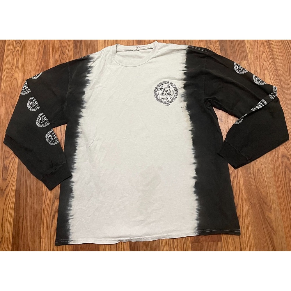 Obey Long Sleeve Shirt Mens Large Skull Graphic Tie Dye Black